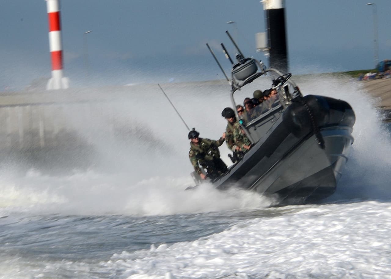 Rigid-hull inflatable boat during maritime training; reference only, not MarineFS work or endorsement